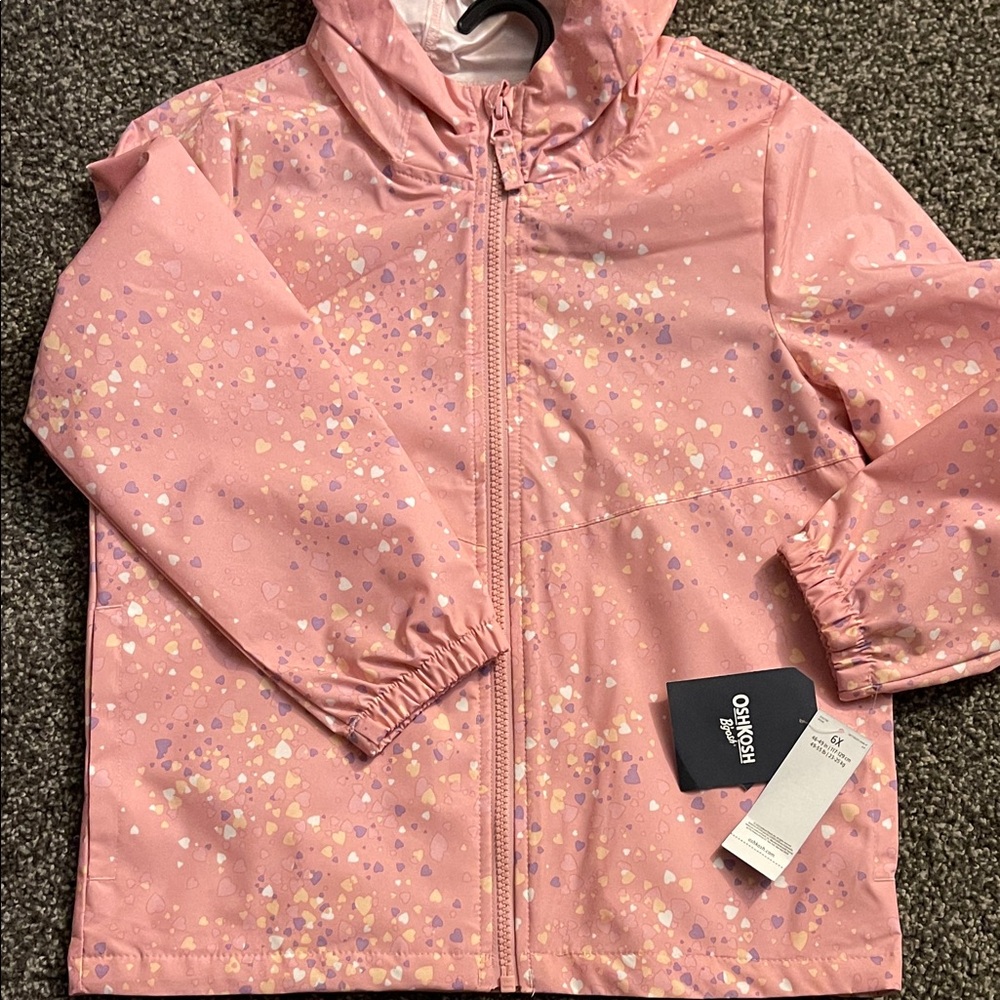 OshKosh B'gosh Pink Heart Pattern Raincoat. Brand new, with tags